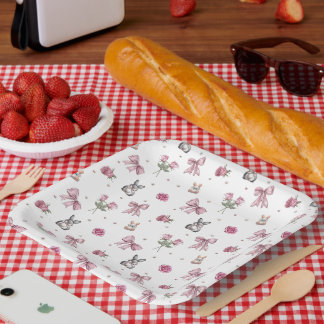 Assiettes En Carton Arcs, Lapins et Fleurs