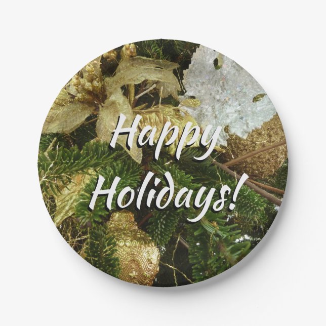 Assiettes En Carton Argent et or Noël Arbre II (Devant)