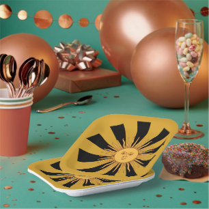 Assiettes En Carton Argentine Golden Sun, Sol de Mayo