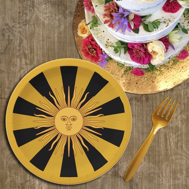 Assiettes En Carton Argentine Golden Sun, Sol de Mayo Classic Round (Créateur téléchargé)