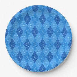 Assiettes En Carton Argyle Blue diamonds with thin dotted line