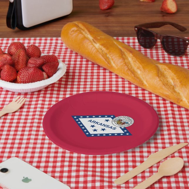 Assiettes En Carton Arkansan Flag & Seal, Flag of Arkansas (Pique-nique)
