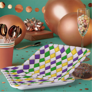 Assiettes En Carton Arlequin en verre tendu