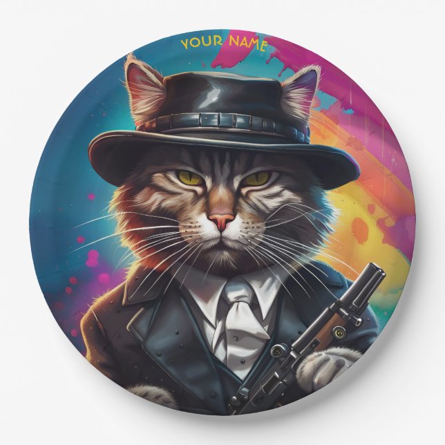 Assiettes En Carton Arme à chat de goster d'Imaginaire (Devant)