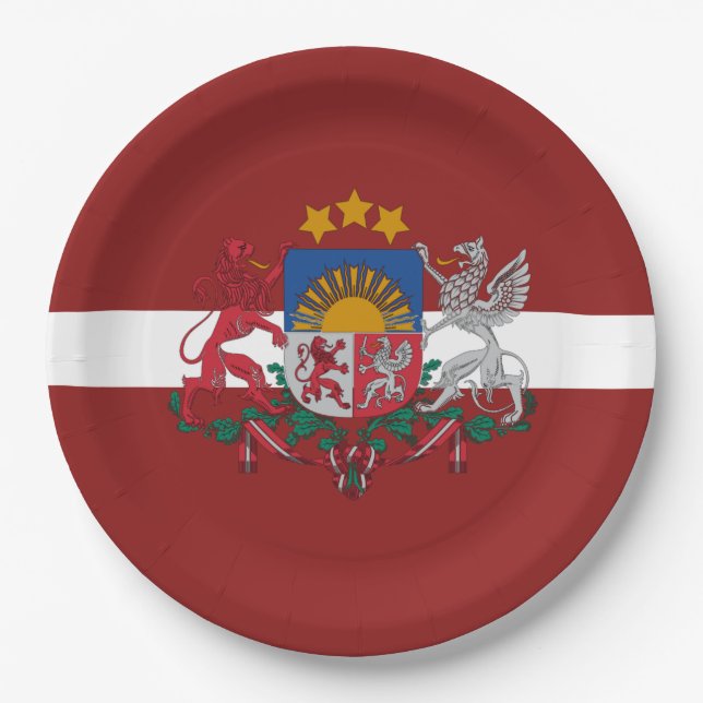 Assiettes En Carton Armoiries de Lettonie (Devant)