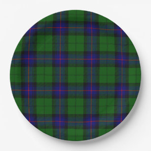 Assiettes En Carton Armstrong tartan bleu et vert plaid