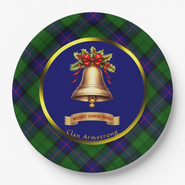 Assiettes En Carton Armstrong Tartan Noël personnalisé (Devant)