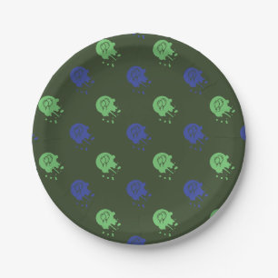 Assiettes En Carton Army Green & Blue Painball Party