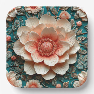 Assiettes En Carton Arrangement floral 3D artistique