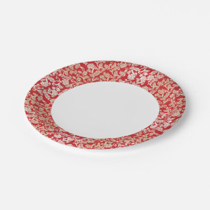 Assiettes En Carton arrière - plan à fleurs Damask motif