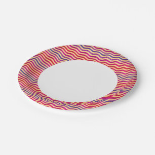 Assiettes En Carton Arrière - plan à rayures rétro 3
