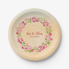 Assiettes En Carton Arrière - plan Beige Et Courbe Florale