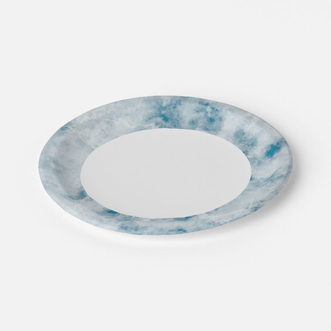 Assiettes En Carton Arrière - plan de texture bleu marbre (Angle)