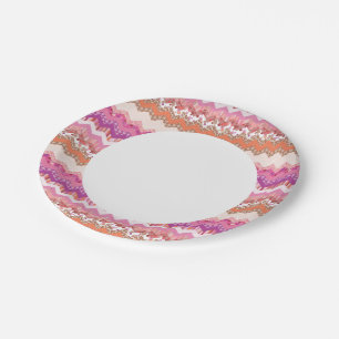 Assiettes En Carton arrière - plan de zigzag rose