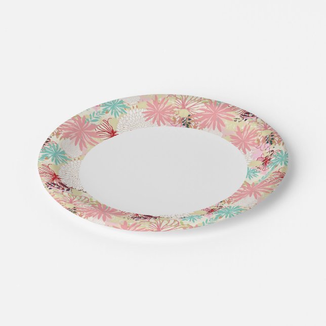 Assiettes En Carton arrière - plan floral 4 (Angle)