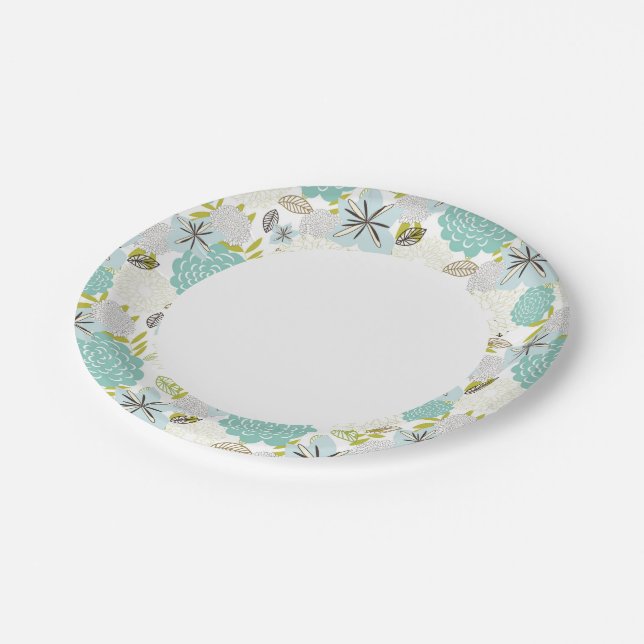 Assiettes En Carton arrière - plan floral 5 (Angle)