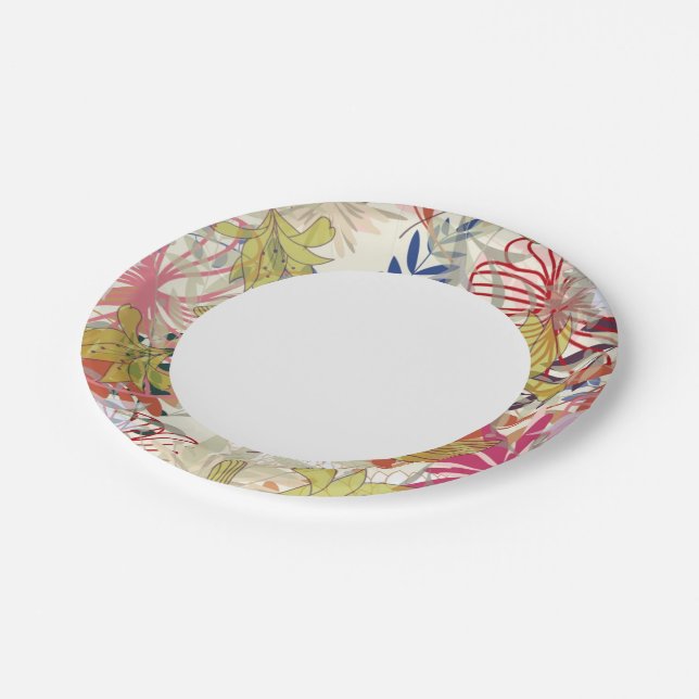Assiettes En Carton arrière - plan floral 6 (Angle)