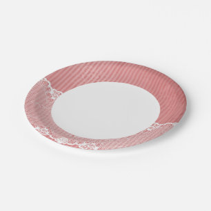 Assiettes En Carton arrière - plan rose et blanc avec dentelle noire