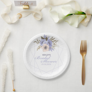 Assiettes En Carton Arroseur de mariage géométrique Roses pastel pêche