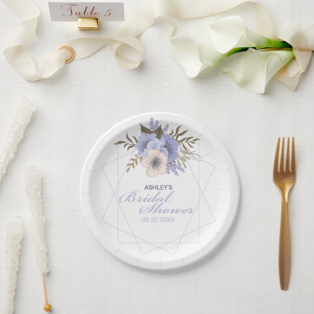 Assiettes En Carton Arroseur de mariage géométrique Roses pastel pêche (Mariage)