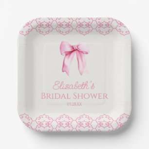 Assiettes En Carton Arroseur de mariage ruban coquette rose