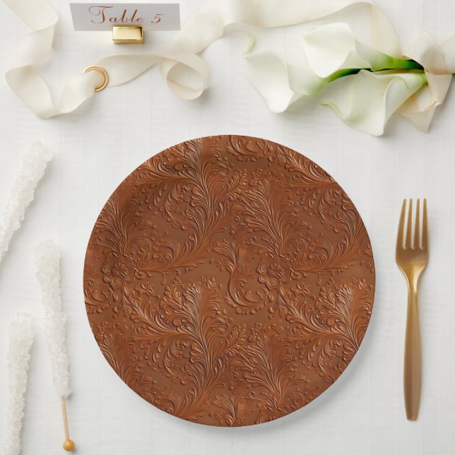 Assiettes En Carton Art Brown occidental (Mariage)