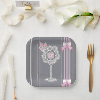 Assiettes En Carton Art de l'IA rose et gris