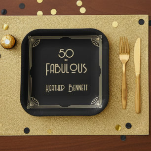 Assiettes En Carton Art Déco élégant 50 ans et anniversaire fabuleux