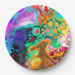 Assiettes En Carton Art moderne Abstrait des fluides
