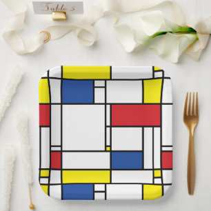 Assiettes En Carton Art Moderne Géométrique Minimaliste De Stijl Mondr