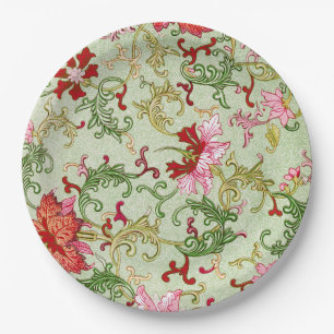 Assiettes En Carton Art Nouveau Chinois Floral Chinoiserie Vintage