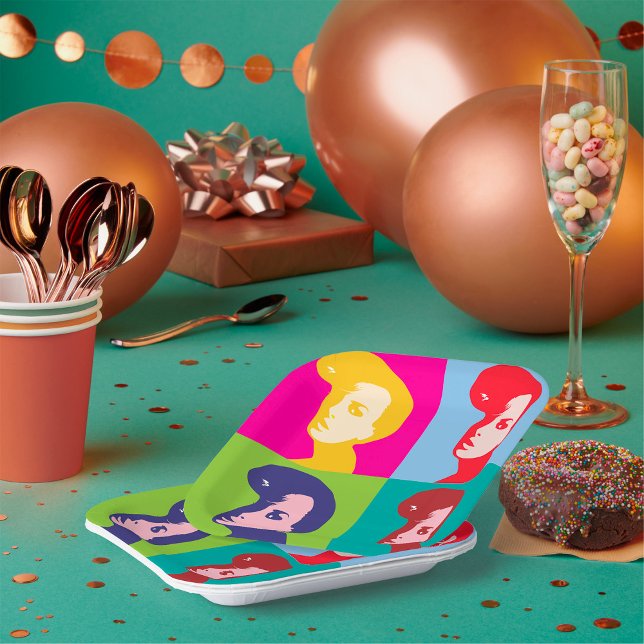 Assiettes En Carton Art pop féminin rétro (Créateur téléchargé)