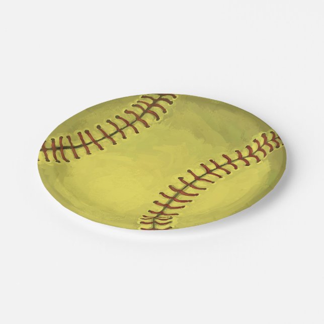 Assiettes En Carton Art Softball Peint (Angle)
