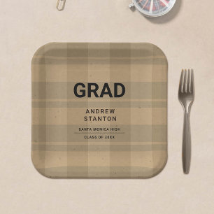 Assiettes En Carton Artisanat Tartan Plaid Moderne Simple Garçon Gradu