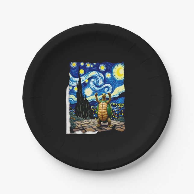 Assiettes En Carton Artistic Turtle Shirt  Starry Night Turtle (1) (Devant)