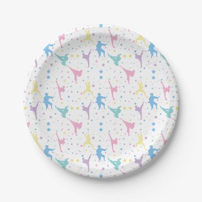 Assiettes En Carton Arts martiaux Karate Étoiles Abstraites Étincelles (Devant)