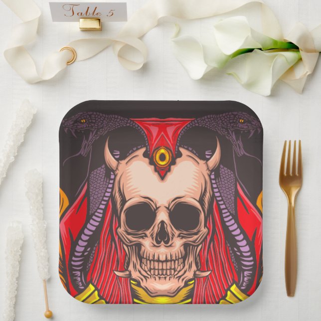 Assiettes En Carton Artsy Skull (Mariage)