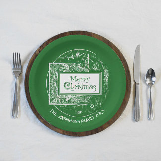Assiettes En Carton Artsy Vintage Rétro Joyeux Noël Personnalisé