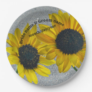 Assiettes En Carton Associez 2 tournesols de mariage ensemble