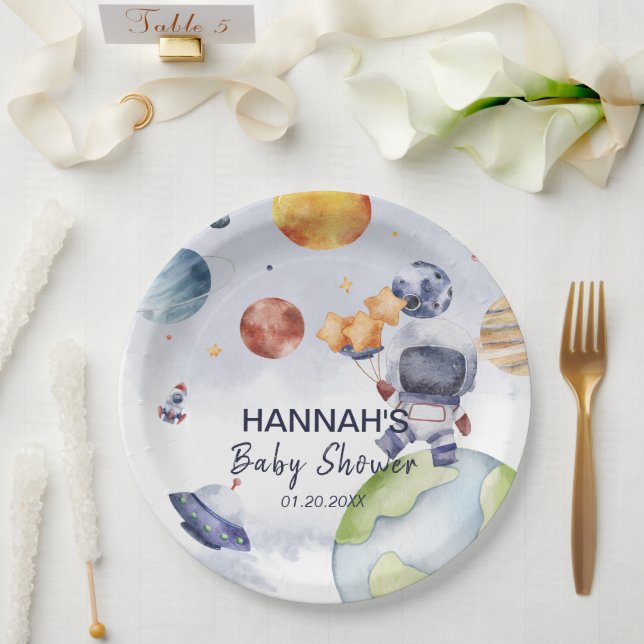 Assiettes En Carton Astronaut Espace extra-atmosphérique Baby shower d (Mariage)