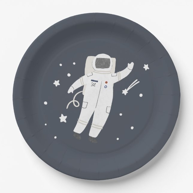 Assiettes En Carton Astronaut & Stars Space Anniversaire (Devant)