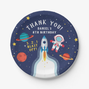 Assiettes En Carton Astronaute Espace extra-atmosphérique Merci d'anni