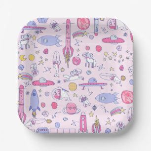 Assiettes En Carton astronaute Narval Raton laveur Licorne ufo science