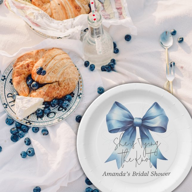 Assiettes En Carton Attacher le nœud Arc Something Blue Shower Nuptial (Créateur téléchargé)