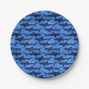 Assiettes En Carton Attaque bleue de requin d'océan