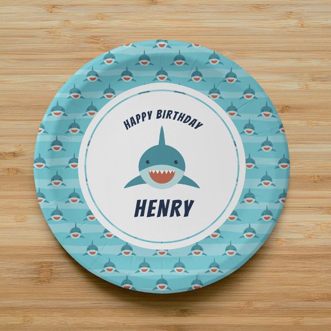 Assiettes En Carton Attaque de requin | Fête d'anniversaire personnali (Créateur téléchargé)