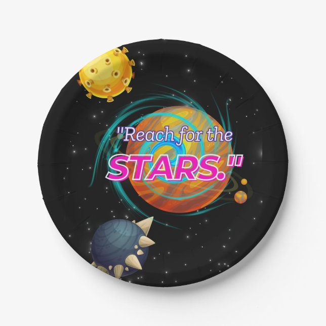 ASSIETTES EN CARTON ATTEINDRE LES ÉTOILES (Devant)