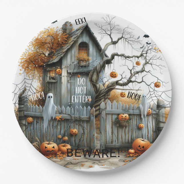 Assiettes En Carton Attention & Boo - The Haunted Gatehouse (Devant)