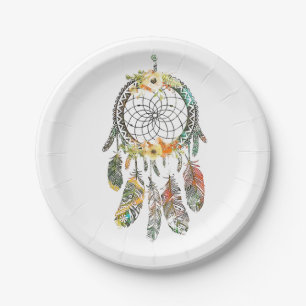 Assiettes En Carton Attrape-rêve floral aquarelle