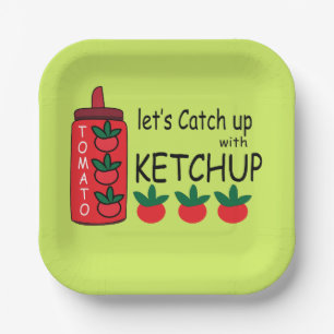 Assiettes En Carton Attrapons-nous avec Ketchup Party